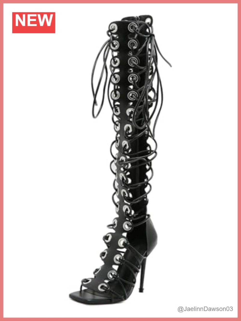 Faux Leather Zipper Gladiator Lace Up Peep Toe High Heel Sandals 12cm